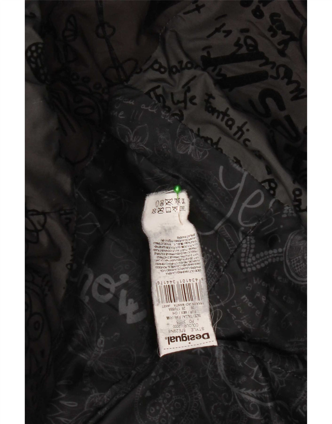 Palton căptușit cu glugă pentru femei Desigual EU 38 Poliester Floral Negru Mediu