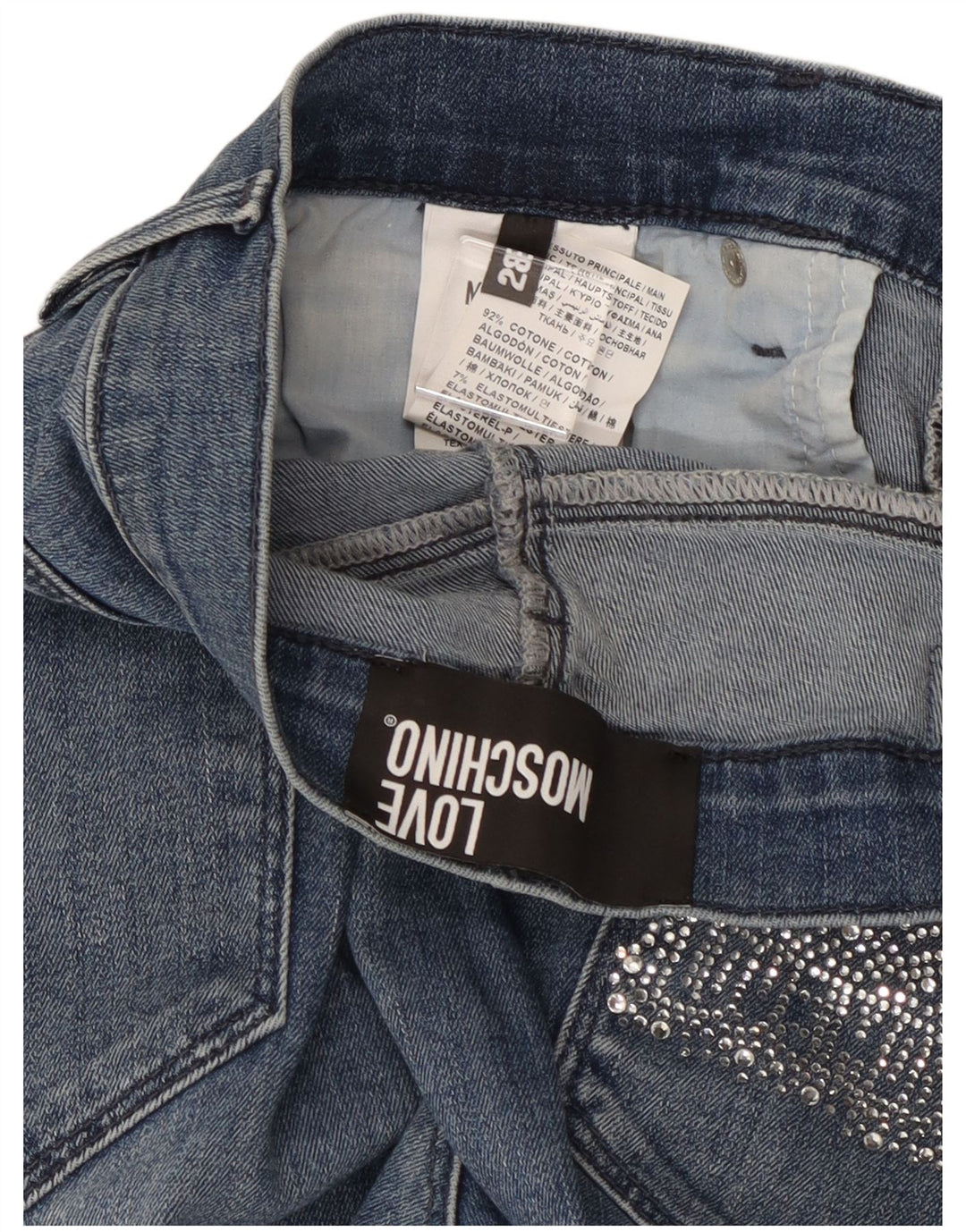 Blugi tăiați pentru femei MOSCHINO L28 L25 Bumbac albastru