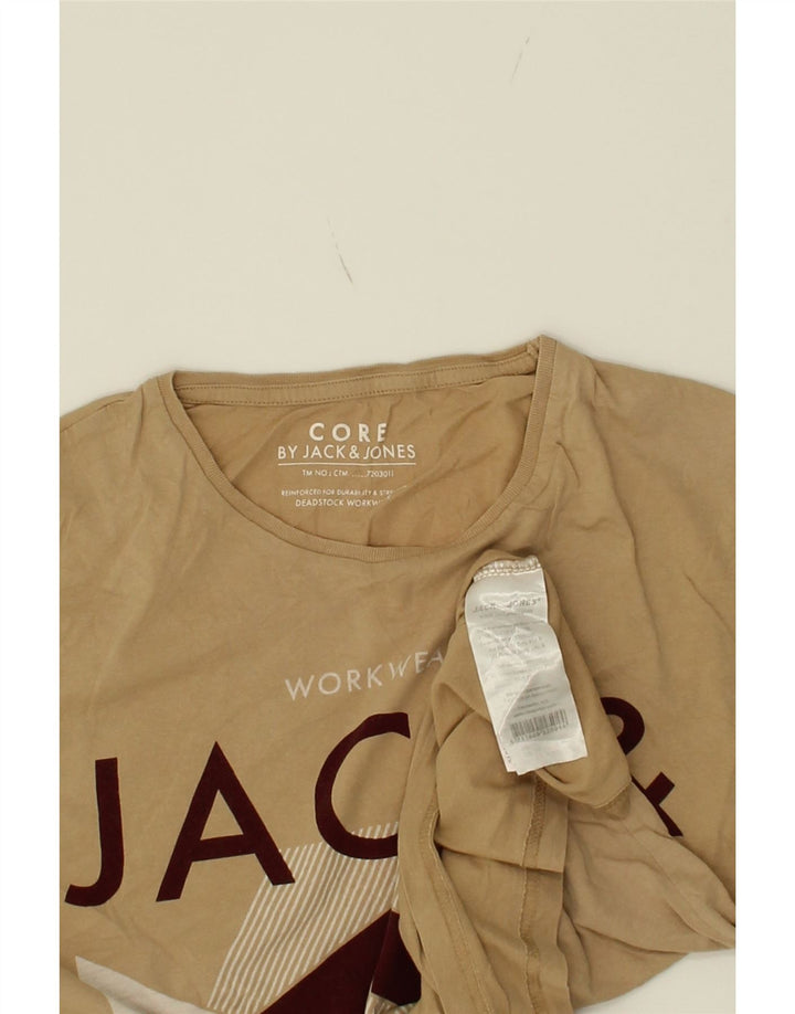 JACK & JONES Mens Core Graphic T-Shirt Top Small Beige Cotton Vintage Jack & Jones and Second-Hand Jack & Jones from Messina Hembry 