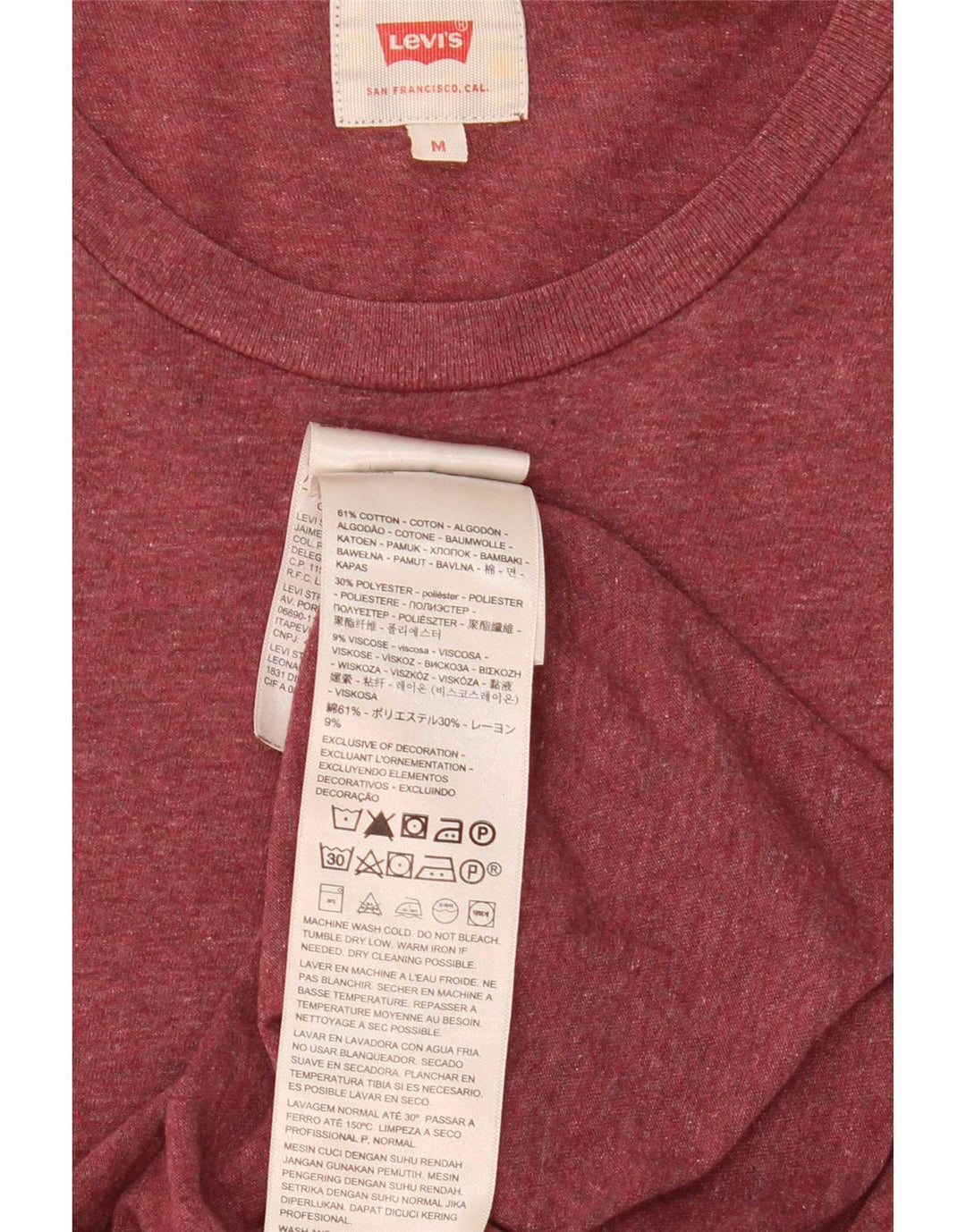Tricou pentru bărbați Levi's Top Medium Maroon Cotton