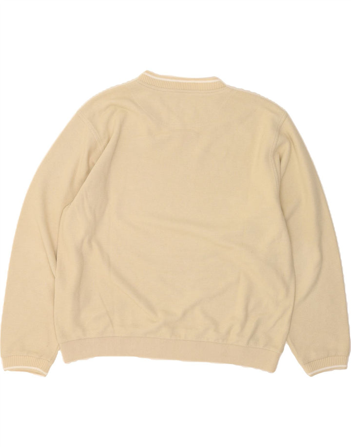 CHAMPION Mens V-Neck Jumper Sweater Large Beige Cotton Vintage Champion and Second-Hand Champion from Messina Hembry 