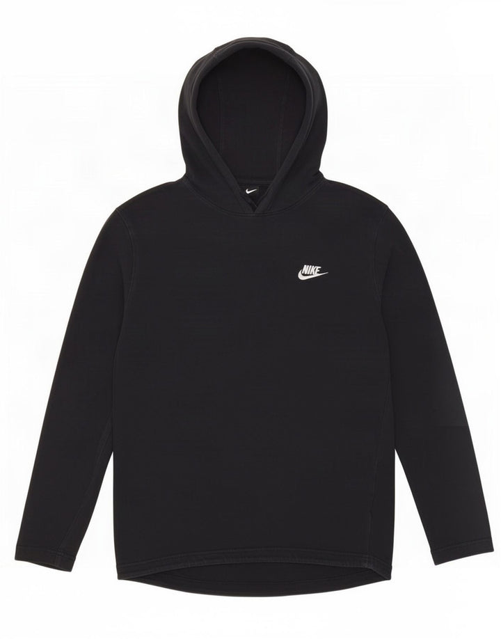 Top cu glugă pentru bărbați Nike cu mânecă lungă, bumbac mediu negru