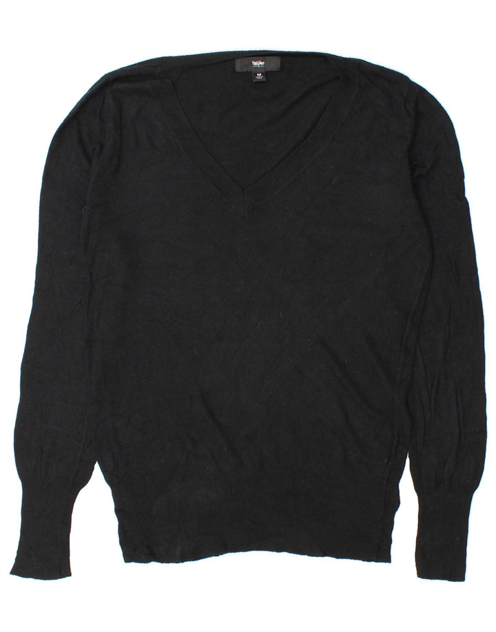 MOSSIMO Womens V-Neck Jumper Sweater UK 14 Medium Black Nylon Vintage Mossimo and Second-Hand Mossimo from Messina Hembry 