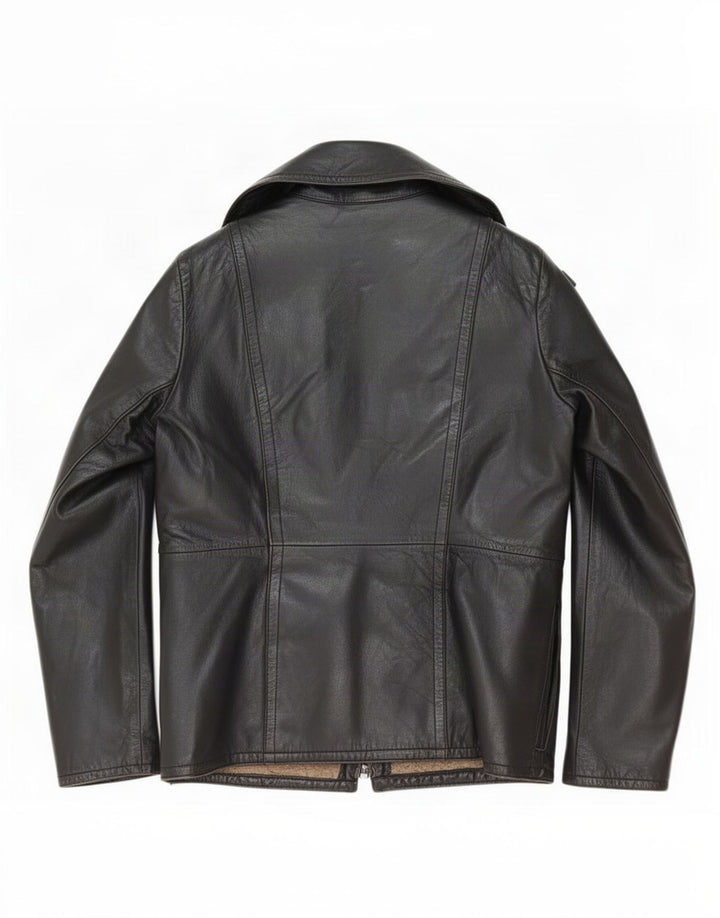 Jachetă din piele vintage pentru femei Sherpa UK 14 Medium Black