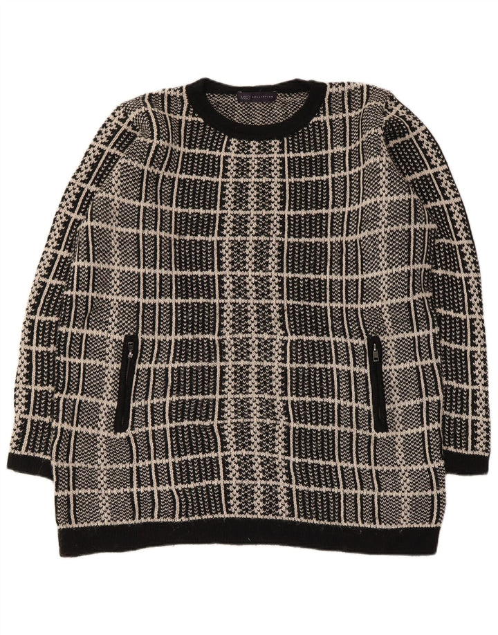 MARKS & SPENCER Pulover cu decolteu rotund pentru femei UK 16 Large Black Check
