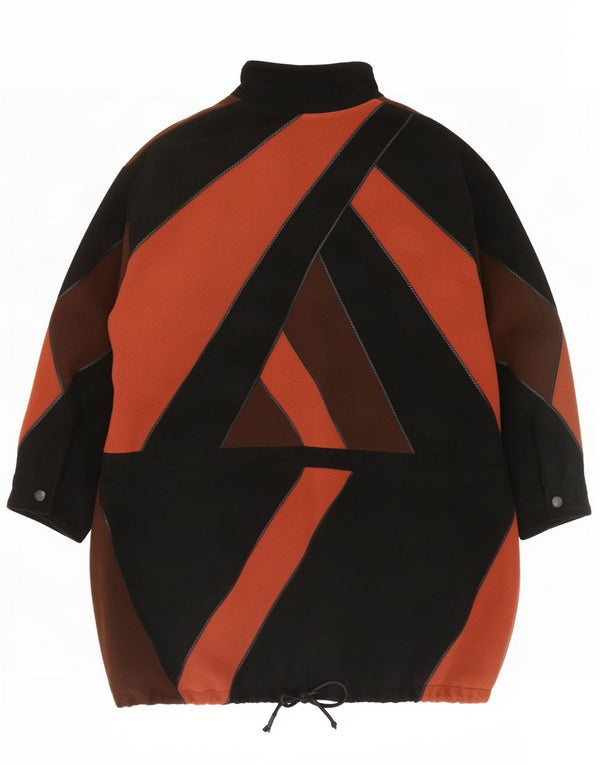 Pardesiu Philippe Vallereuil pentru femei UK 18 XL Lână virgină neagră color bloc