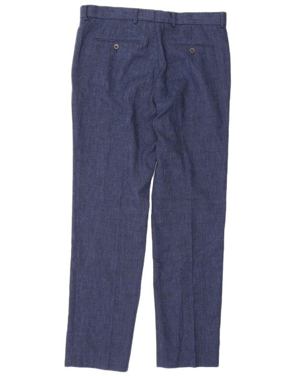 Pantaloni de costum drepți croiți pentru bărbați Marks & Spencer L34 L32 bleumarin
