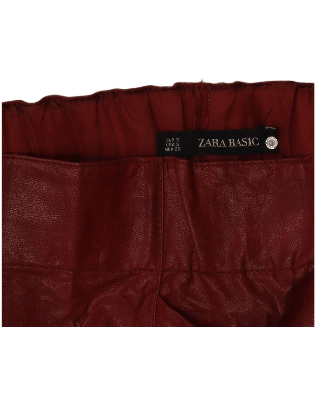 Fusta din piele pentru femei Zara Mic W26 Burgundy