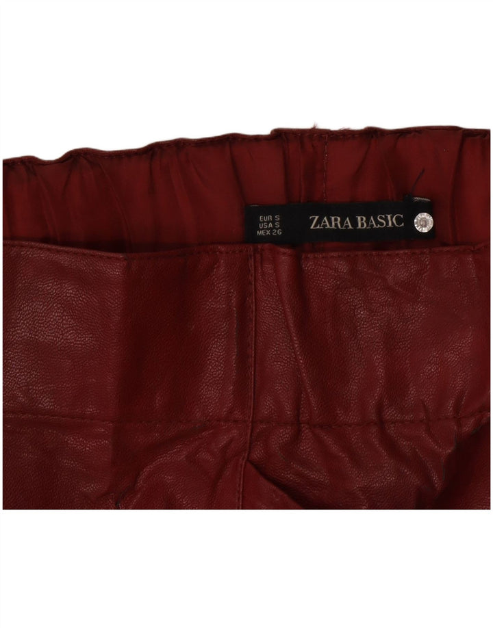 Fusta din piele pentru femei Zara Mic W26 Burgundy
