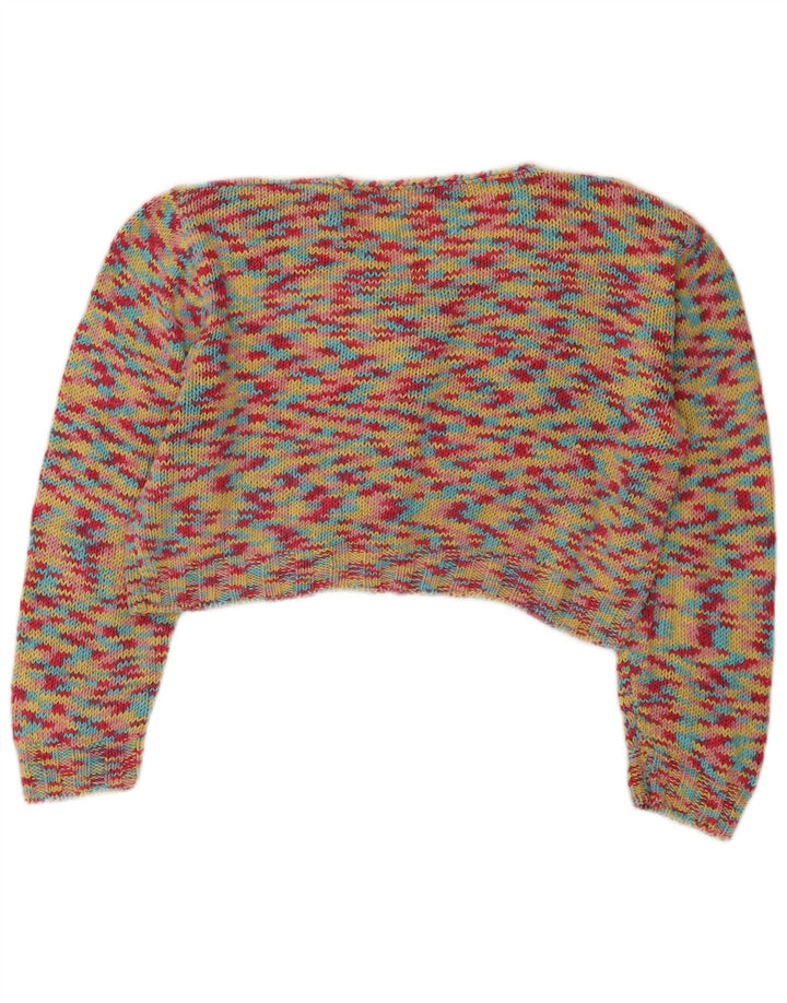 Pulover Vintage pentru femei Crop Cardigan UK 14 Medium Multicolor Flecked