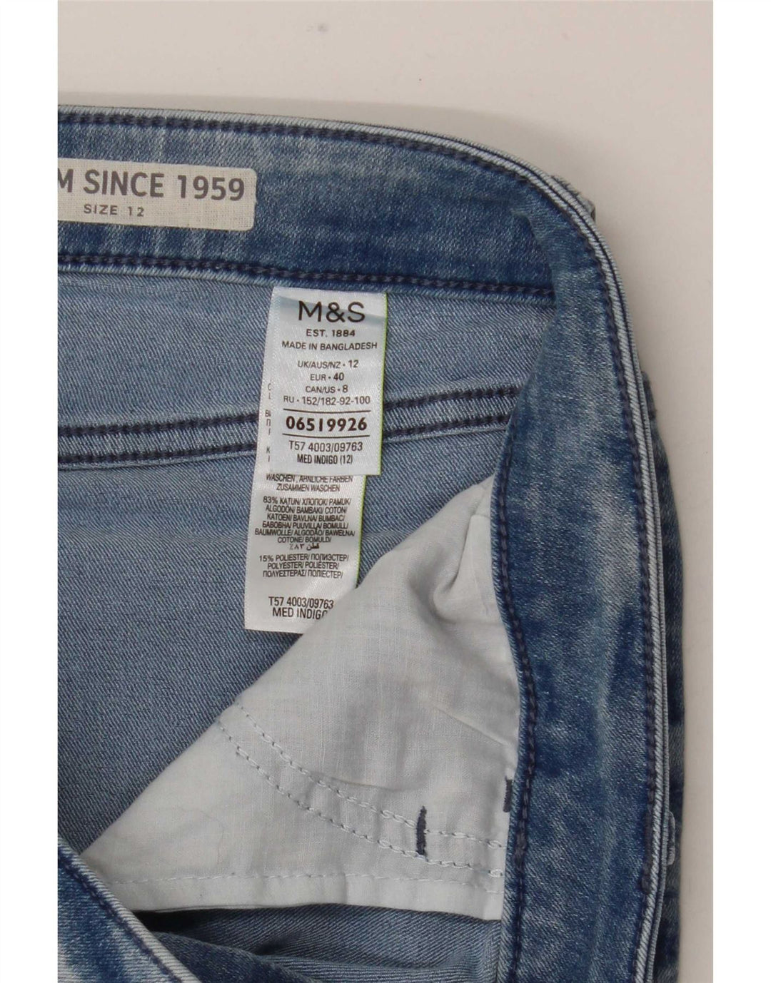 Pantaloni scurți din denim pentru femei Marks & Spencer UK 12 Medium W31 Bumbac albastru