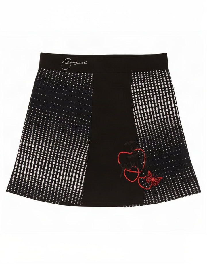 Fusta mini grafică Desigual pentru femei, medie W32, viscoză geometrică neagră