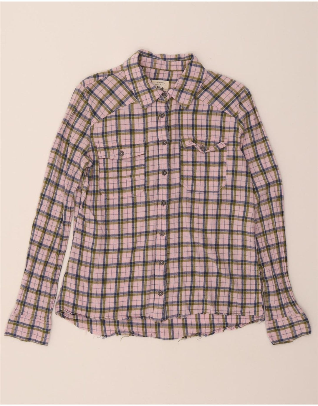 BILLABONG Womens Flannel Shirt UK 14 Medium Pink Check Cotton Vintage Billabong and Second-Hand Billabong from Messina Hembry 