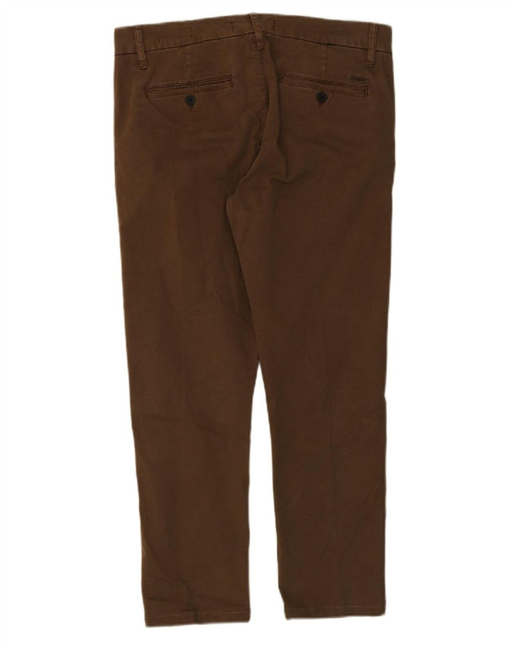GUESS Mens Slim Chino Trousers W36 L26 Brown