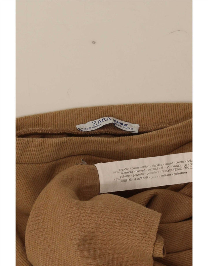 Top Crop oversized Trafaluc pentru femei Zara, bumbac maro mic