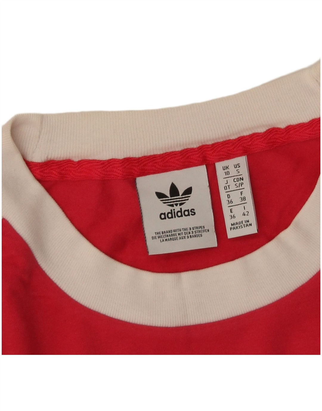 Top pentru femei Adidas cu mânecă lungă UK 10 Small Red Colorblock