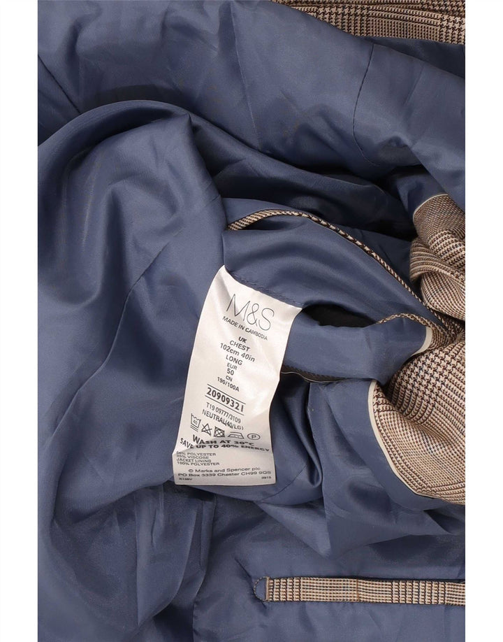 Sacou Marks & Spencer pentru bărbați cu 2 nasturi, UK 40, bej mediu, carouri