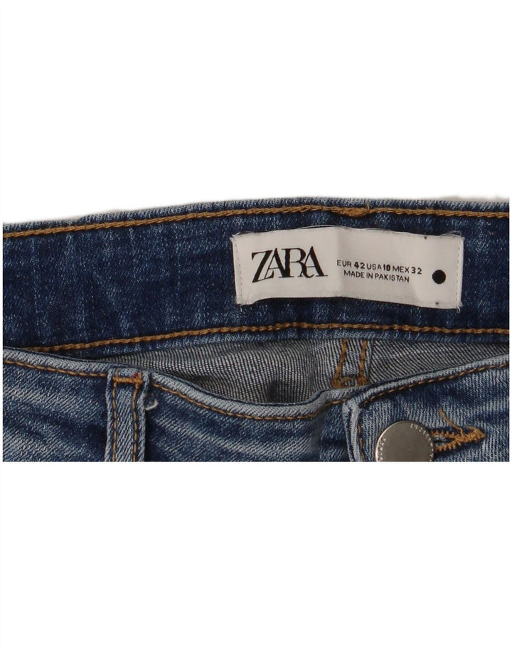 Blugi ZARA Femei Slim EU 42 Large W32 L28 Albastru