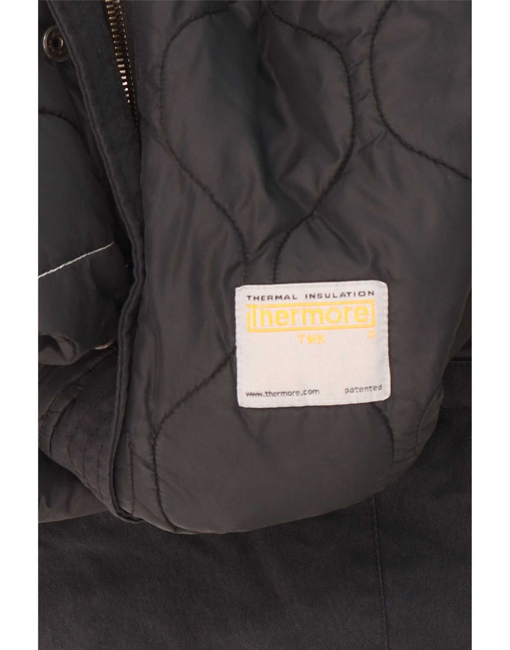 Jachetă parka cu glugă vintage pentru femei UK 14 Poliamidă neagră medie