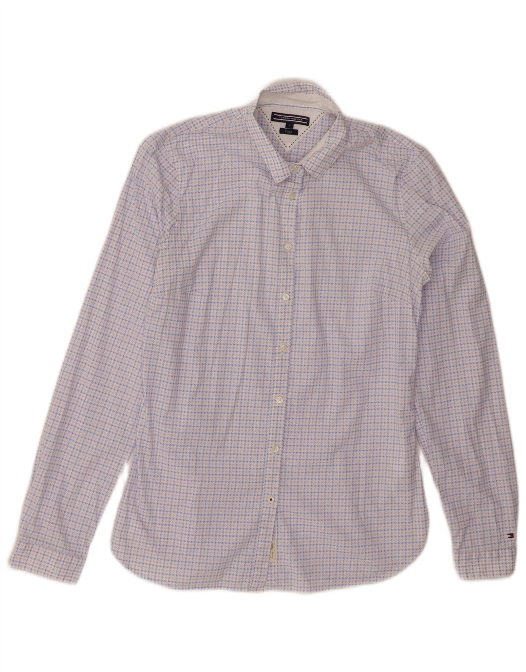 TOMMY HILFIGER Cămașă pentru femei US 4 Small Blue Houndstooth Bumbac