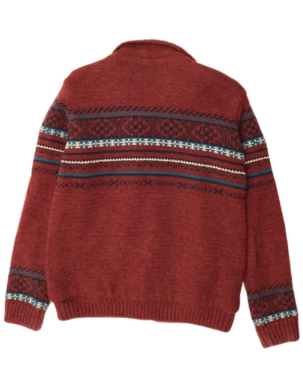 Jachetă tricot Sherpa pentru bărbați Tokyo Laundry UK 42 XL Burgundy Geometric Acrilic