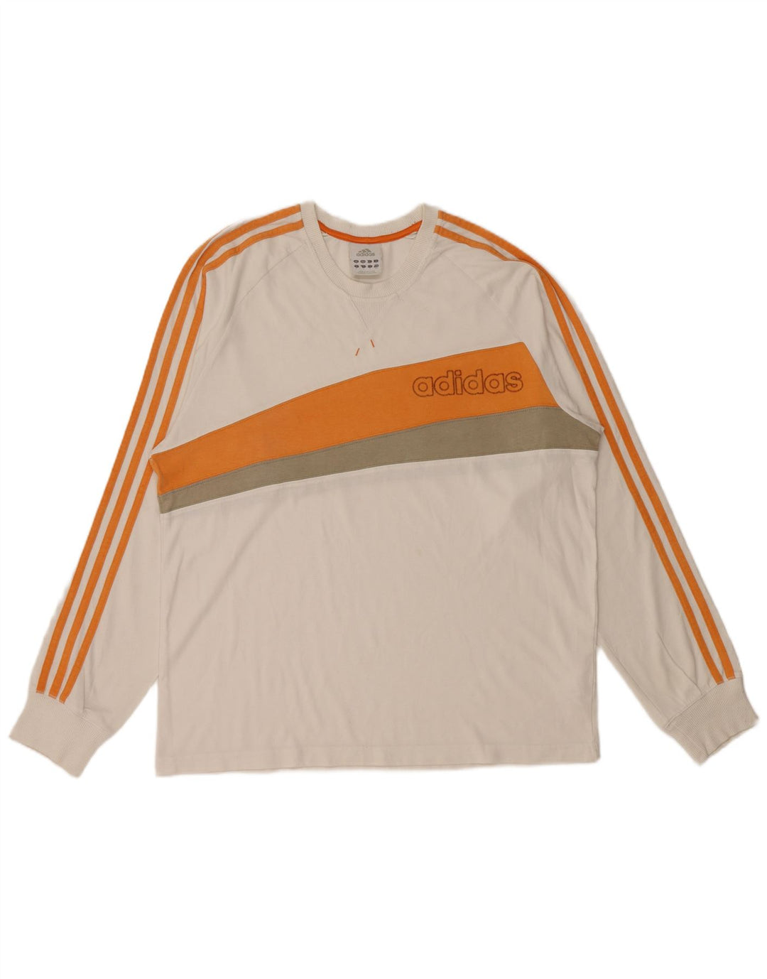 Hanorac grafic pentru bărbați ADIDAS Pulover mediu din bumbac color bloc alb