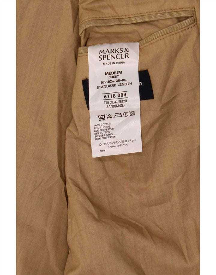 Jachetă pentru bărbați Marks & Spencer, cu 2 nasturi, UK 38, bumbac mediu bej