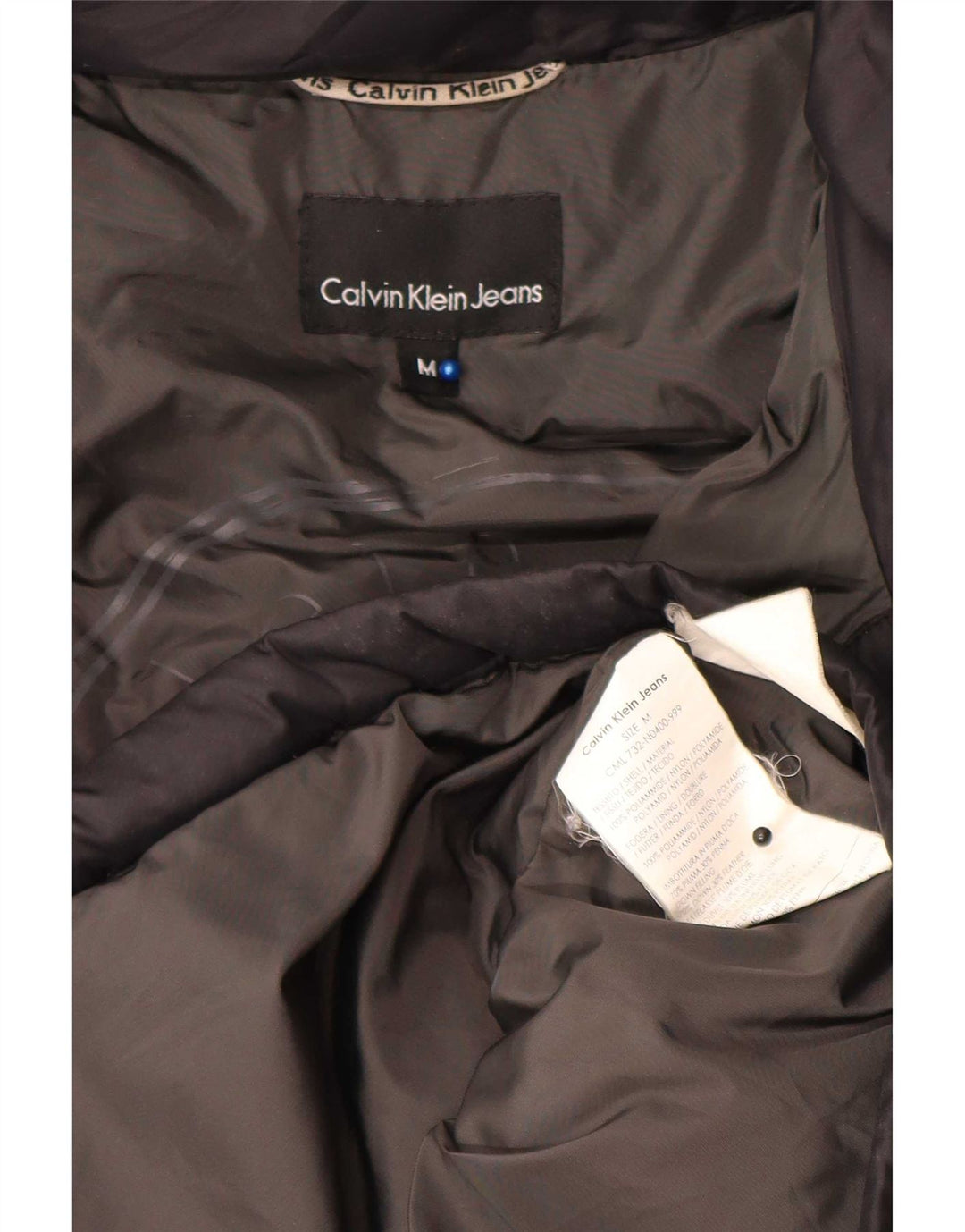 Jachetă căptușită cu glugă Calvin Klein Jeans pentru bărbați UK 38 Poliamidă neagră medie