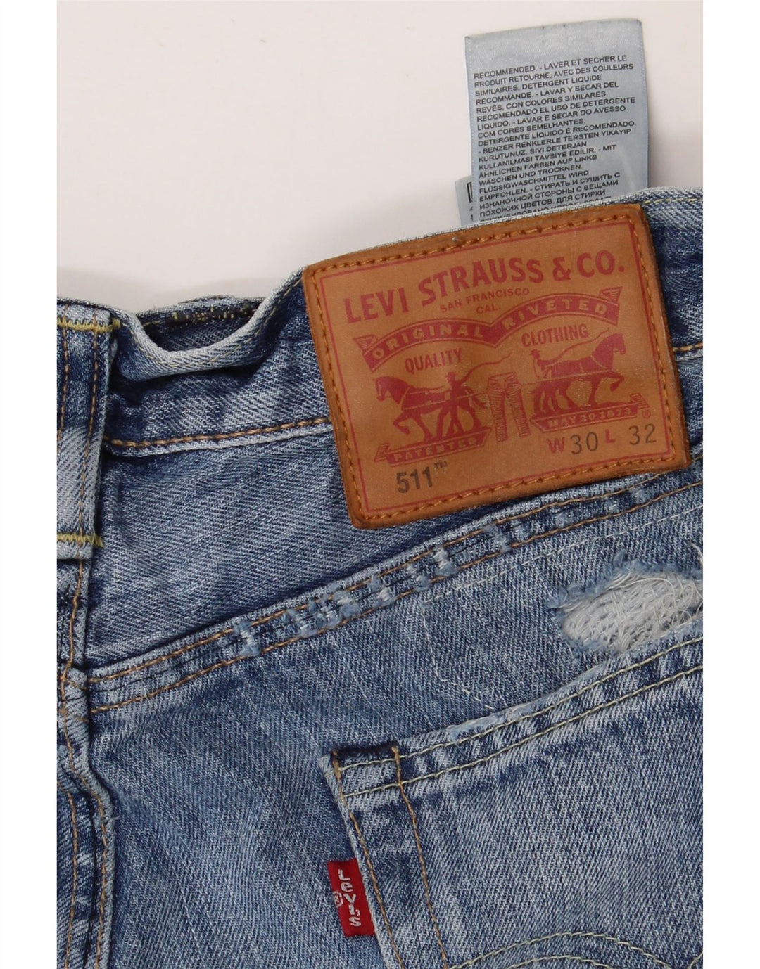 Blugi Levi's 511 Distressed Slim W30 L27 Bumbac albastru