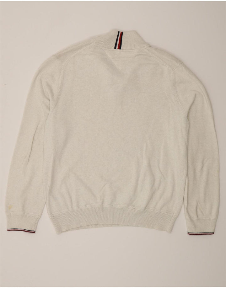 Pulover pentru bărbați Tommy Hilfiger, cu fermoar și gât, bumbac mare, gri