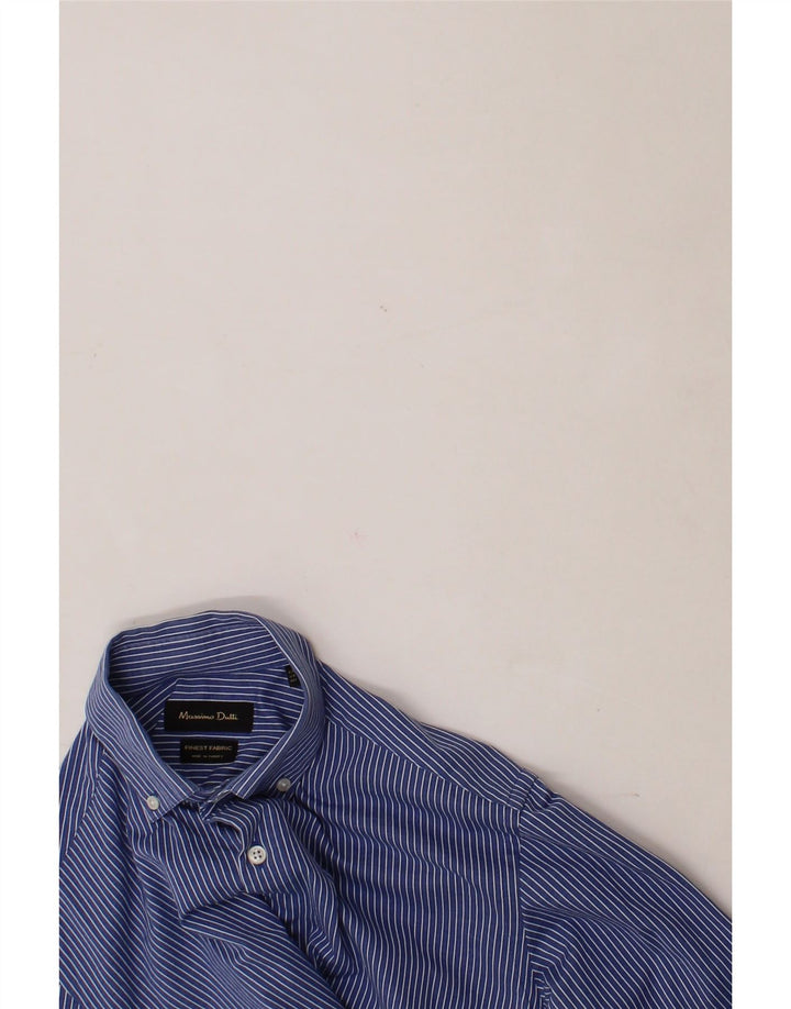MASSIMO DUTTI Mens Shirt Medium Navy Blue Striped Cotton Vintage Massimo Dutti and Second-Hand Massimo Dutti from Messina Hembry 