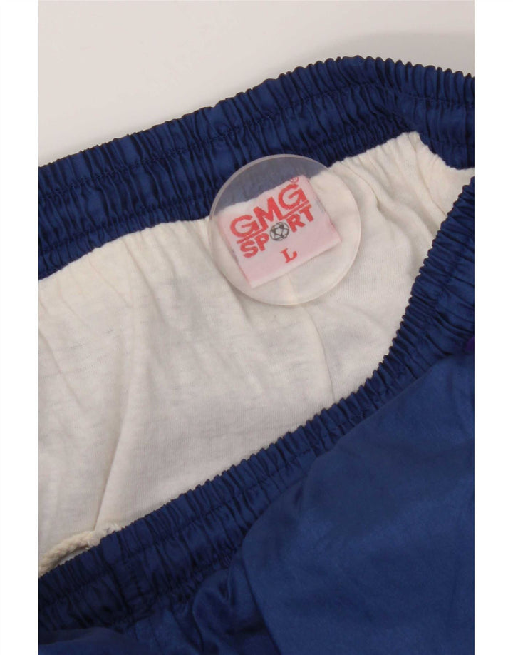 Pantaloni de trening pentru bărbați vintage Pantaloni de jogging mari poliester bleumarin