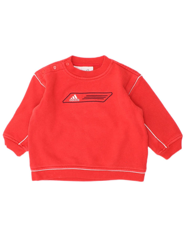 Adidas Baby Boys Pulover cu Gât cu Nasturi Grafic 9-12 Luni Roșu