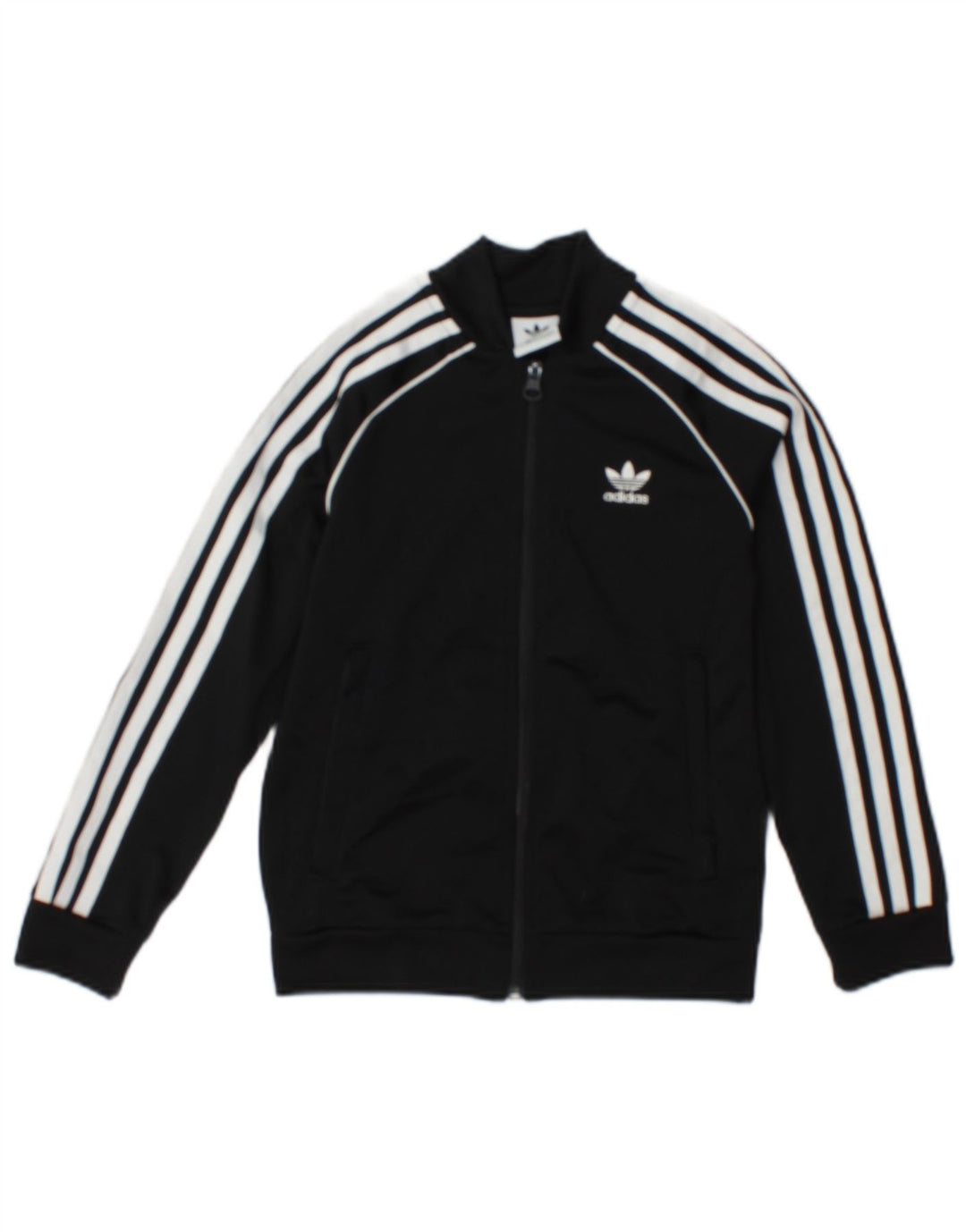 ADIDAS Boys Tracksuit Top Jacket 7-8 Years Black Polyester