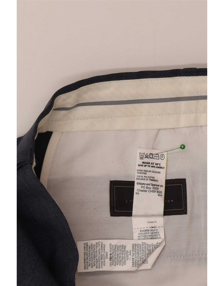 Pantaloni de costum pentru bărbați Marks & Spencer, cu ajustare normală, L32 L33, poliester bleumarin