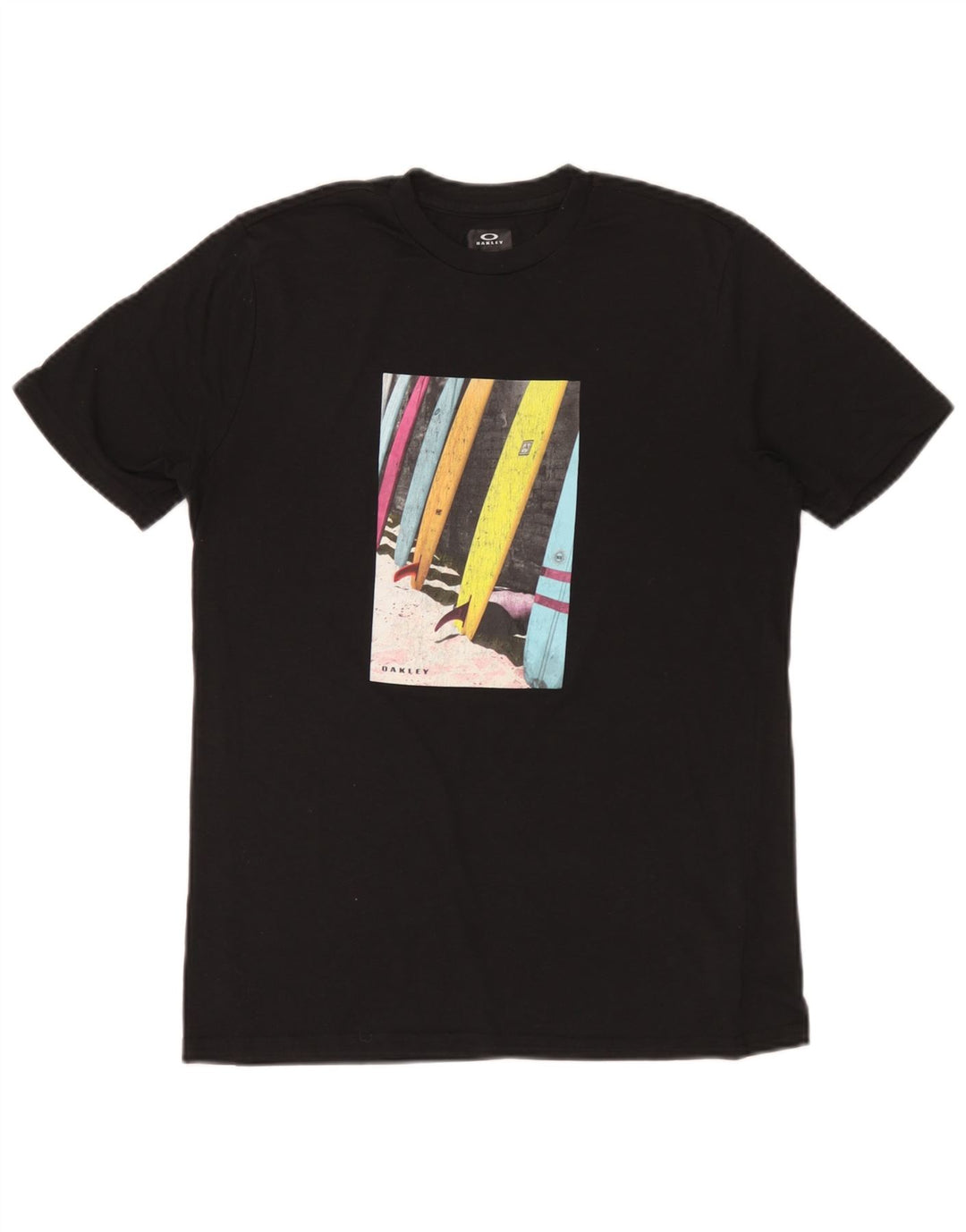 Tricou grafic Oakley pentru bărbați, cu croială normală, Top XS, poliester negru