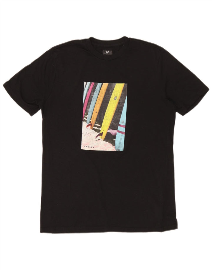 Tricou grafic Oakley pentru bărbați, cu croială normală, Top XS, poliester negru