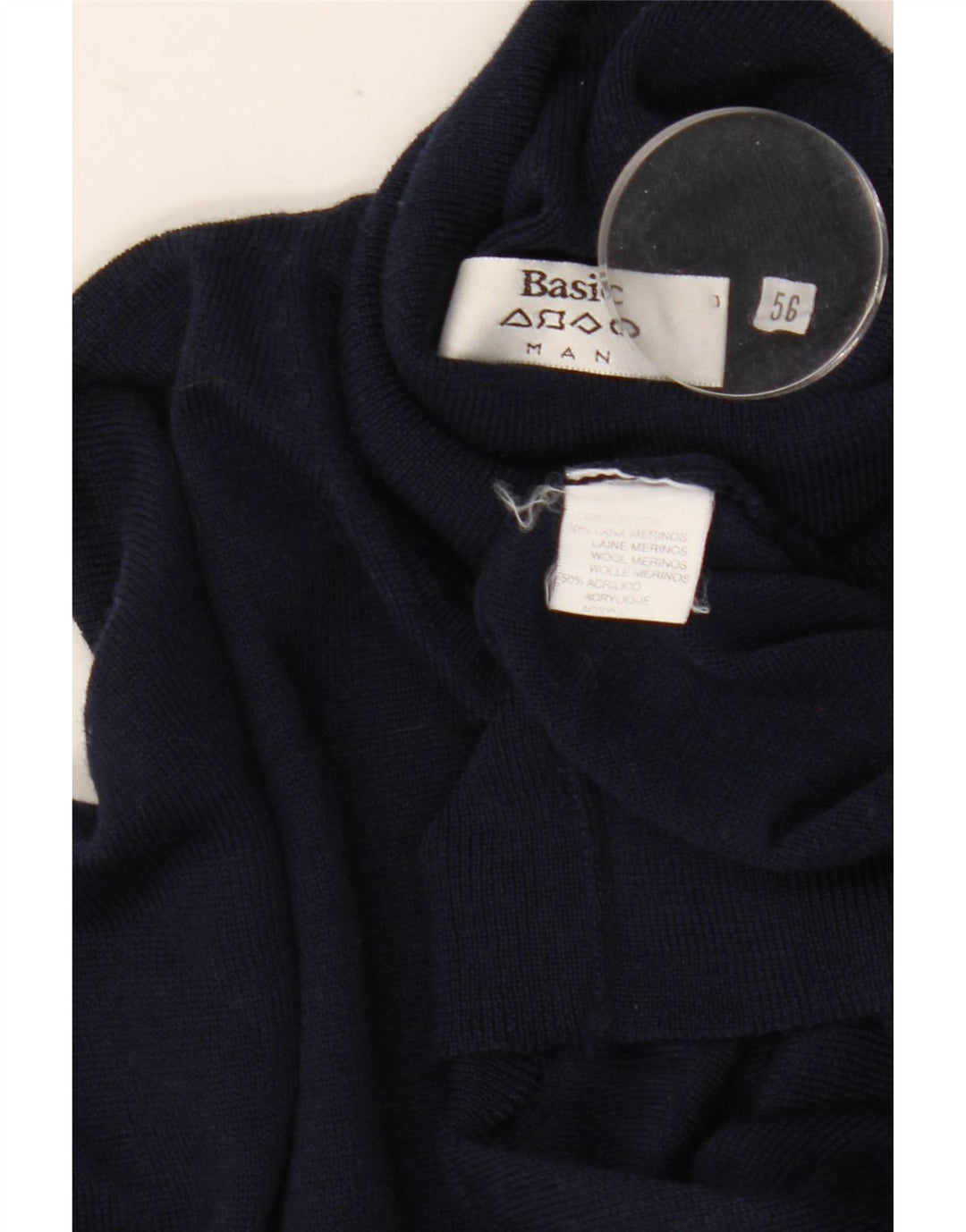 Pulover de bază cu gât rulat pentru bărbați IT 56 XL Lână bleumarin