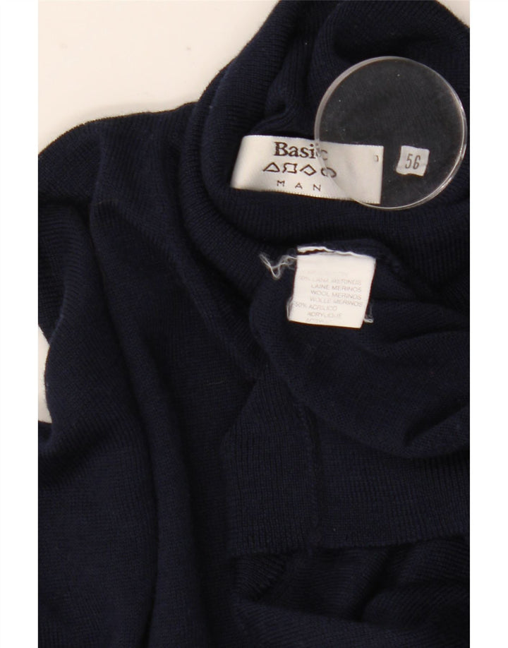 Pulover de bază cu gât rulat pentru bărbați IT 56 XL Lână bleumarin