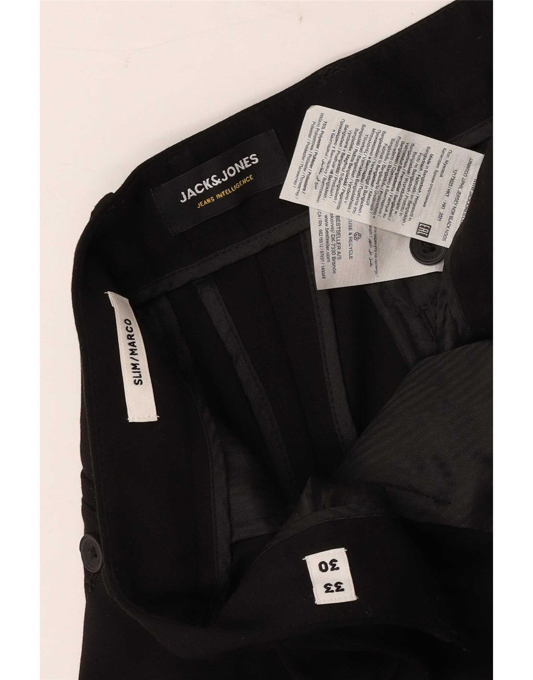 Pantaloni Jack & Jones Marco Slim Chino pentru bărbați L33 L30 Poliester negru