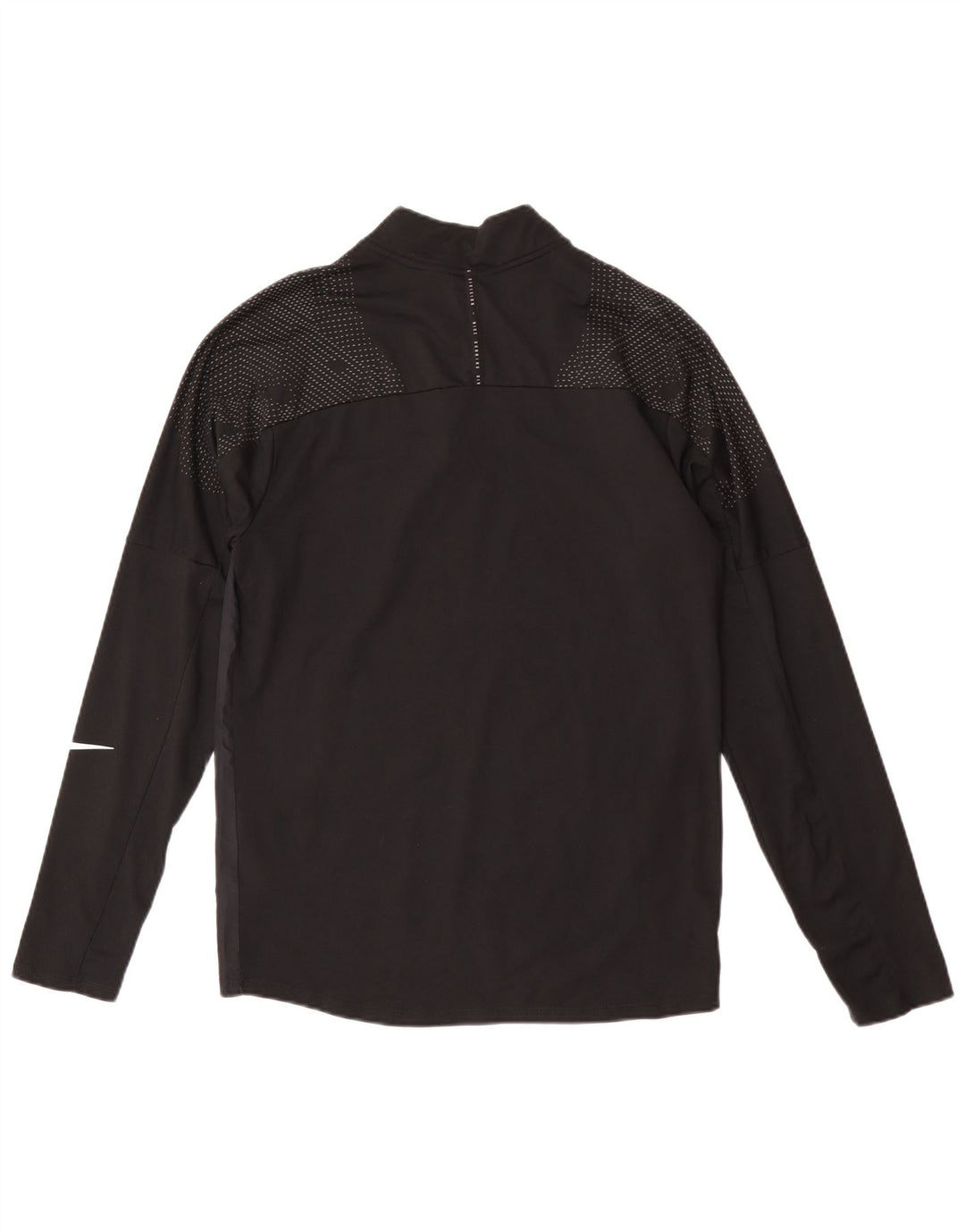 Tricou Nike Dri Fit, cu fermoar și gât, cu mânecă lungă, poliester mic cu pete negre