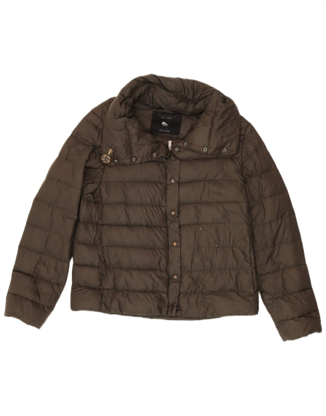 Jachetă căptușită pentru femei Zara UK 16 Large Kaki