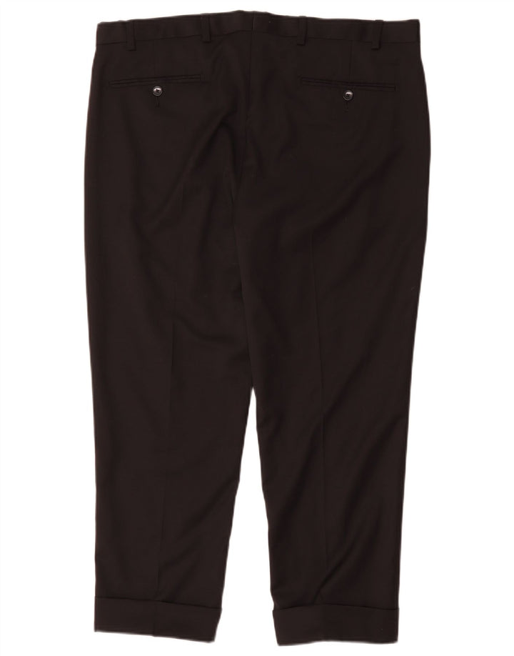 Pantaloni de costum drept bărbați Marks & Spencer Autograph W36 L26 Lână neagră