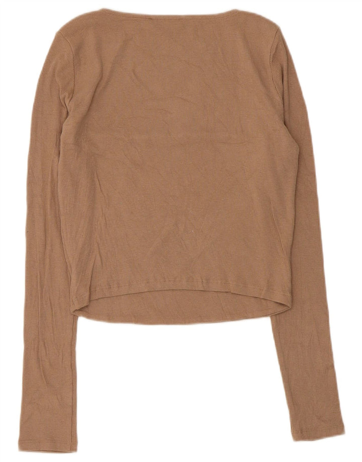 Crop Top pentru femei Zara cu mânecă lungă UK 14 mare maro