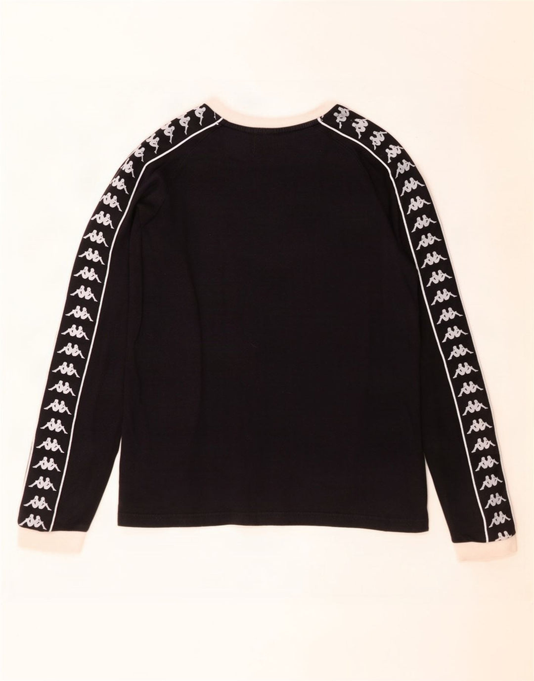 Top grafic pentru femei Kappa cu mânecă lungă UK 10, mic, negru, bloc de culoare