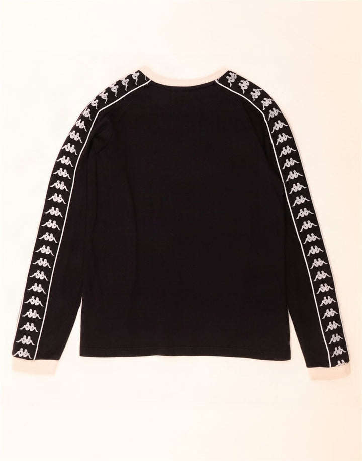 Top grafic pentru femei Kappa cu mânecă lungă UK 10, mic, negru, bloc de culoare