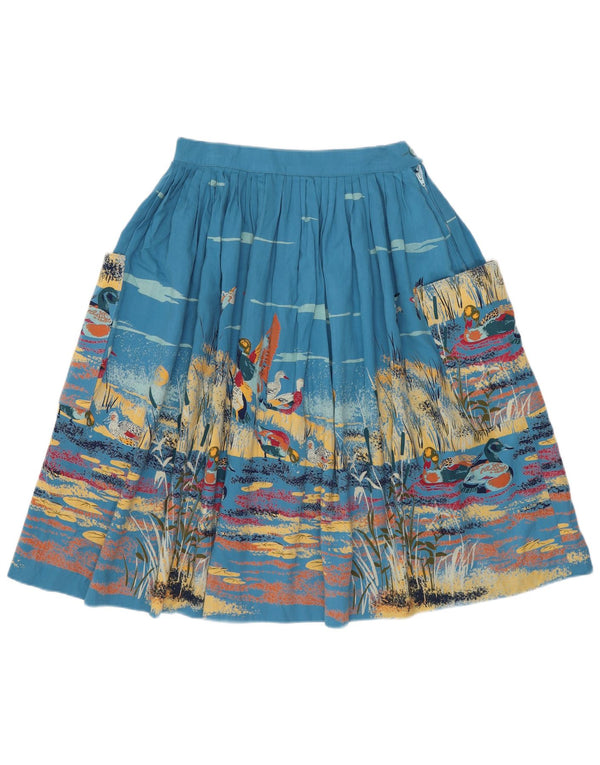 Fusta evazată pentru femei vintage IT 42 Medium W26 Blue Animal Print Noutate