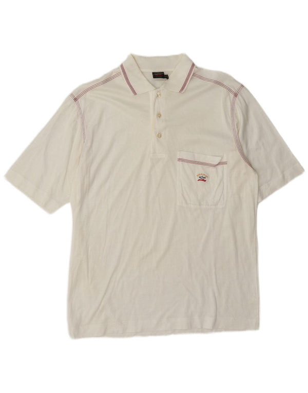 Cămașă polo Paul & Shark pentru bărbați, bumbac alb mediu