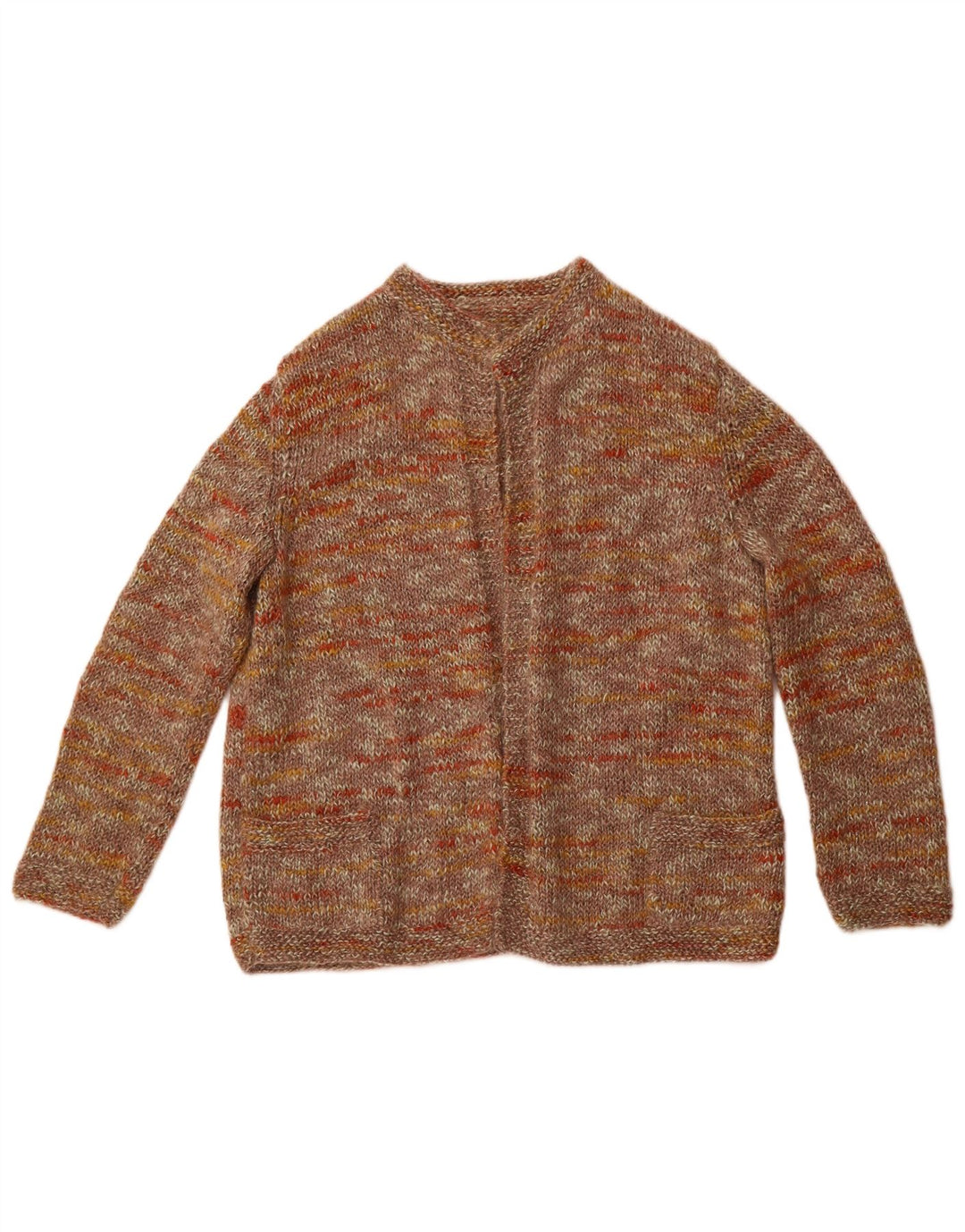 Pulover cardigan deschis pentru femei VINTAGE UK 12 maro mediu pete