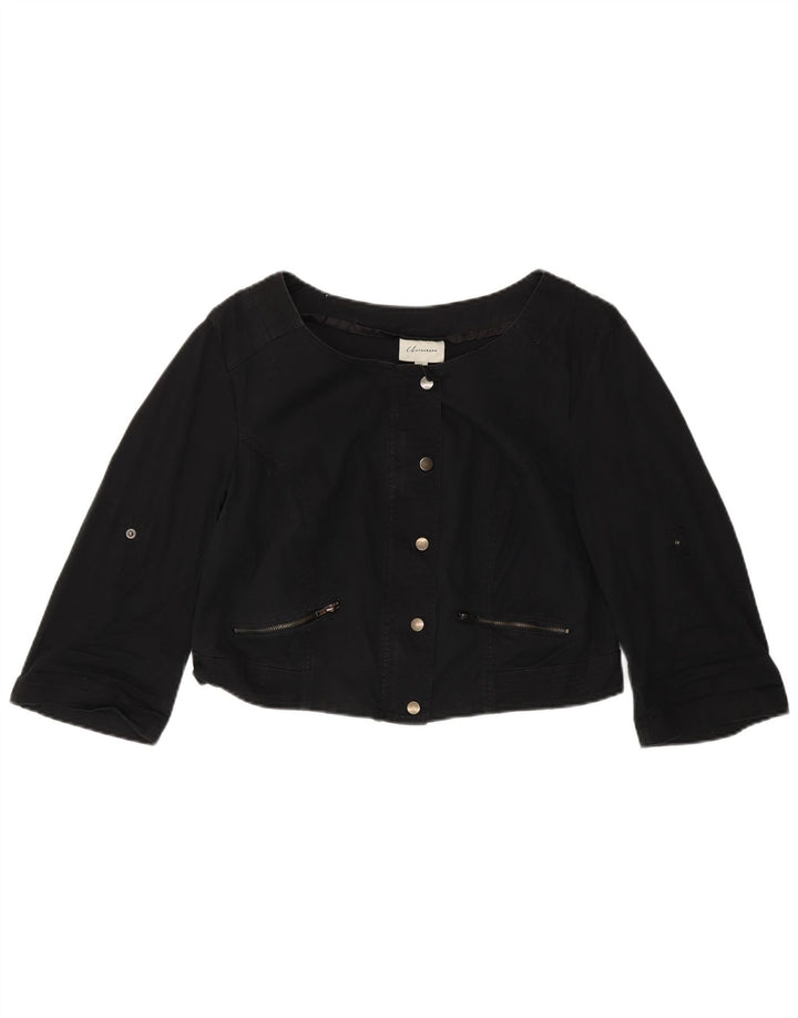 Jachetă Bomber cu mâneci 3/4 pentru femei Autograph UK 14, mare, negru, bumbac